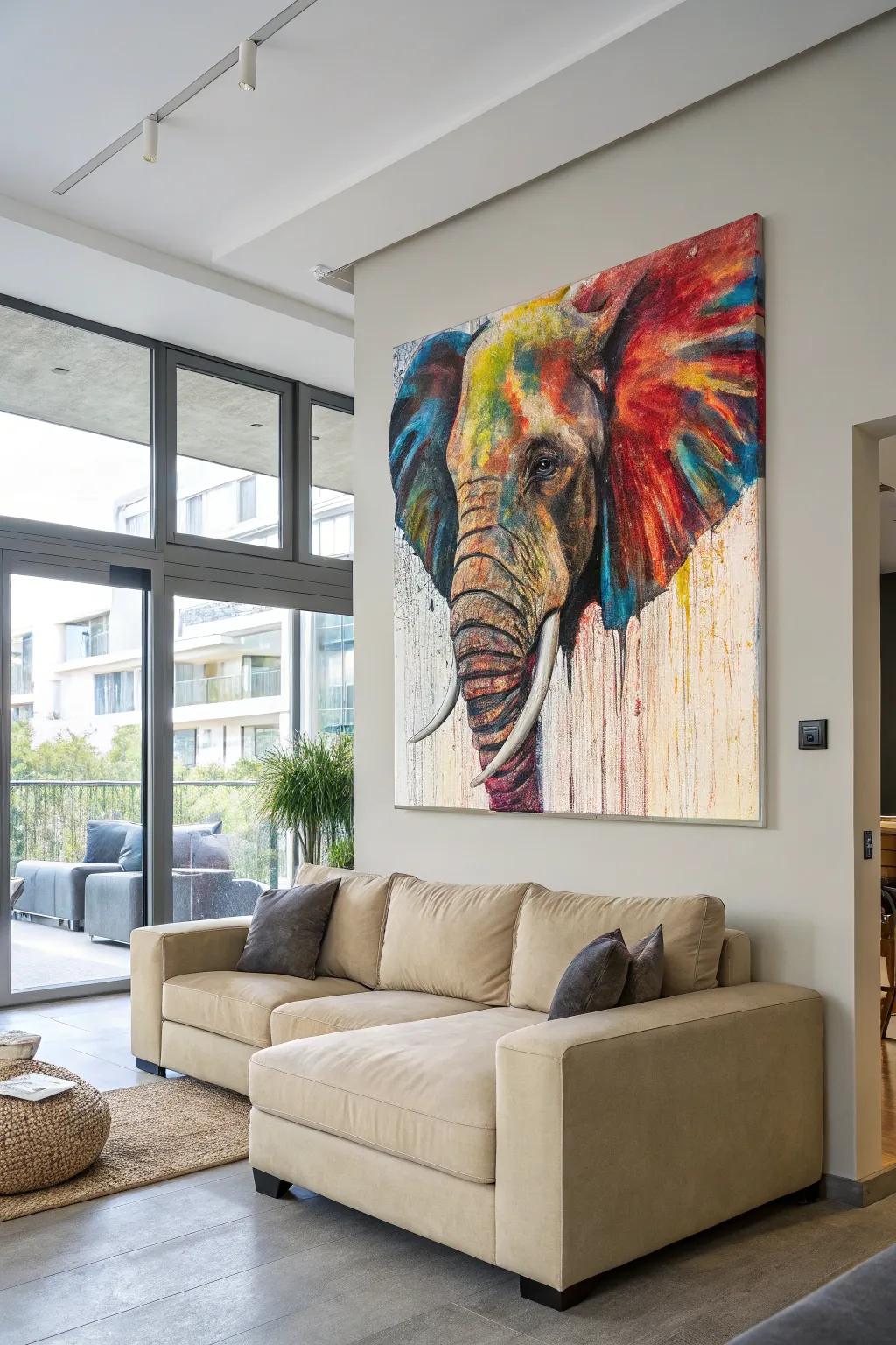 Abstract pachyderm canvases introduce splashes of color and a sense of wonder to your spaces.