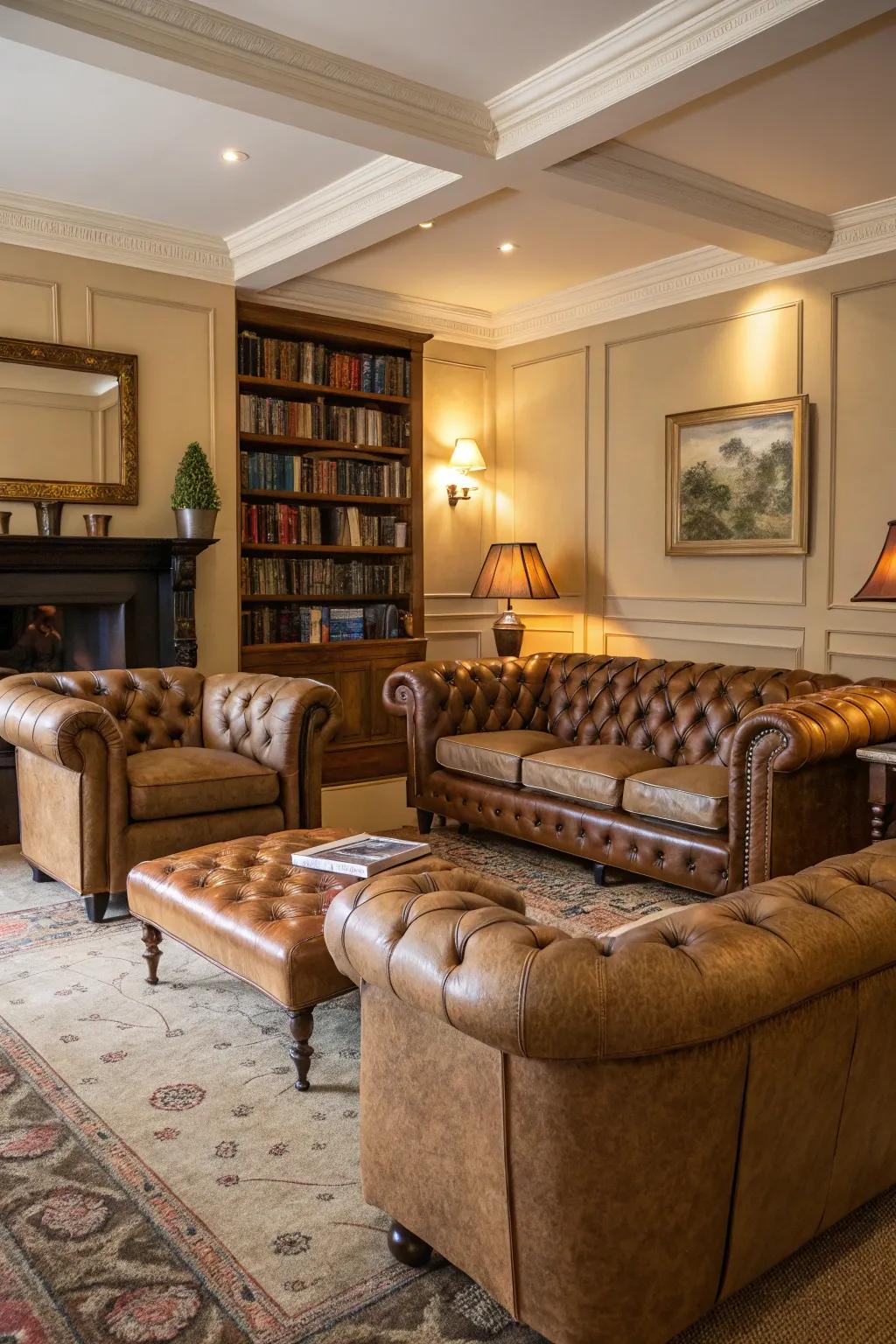 Conventional furnishings engender a welcoming vibe.