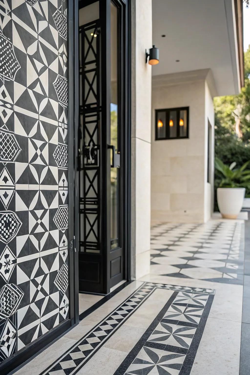 Geometric layouts provide a contemporary vibe to any entryway.