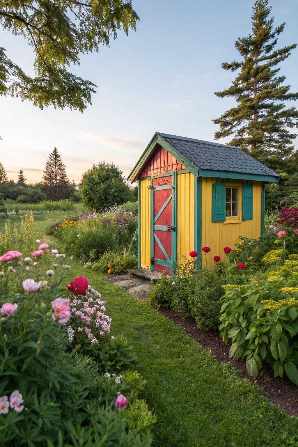 A vibrant paint job can bring new life to any garden shed.