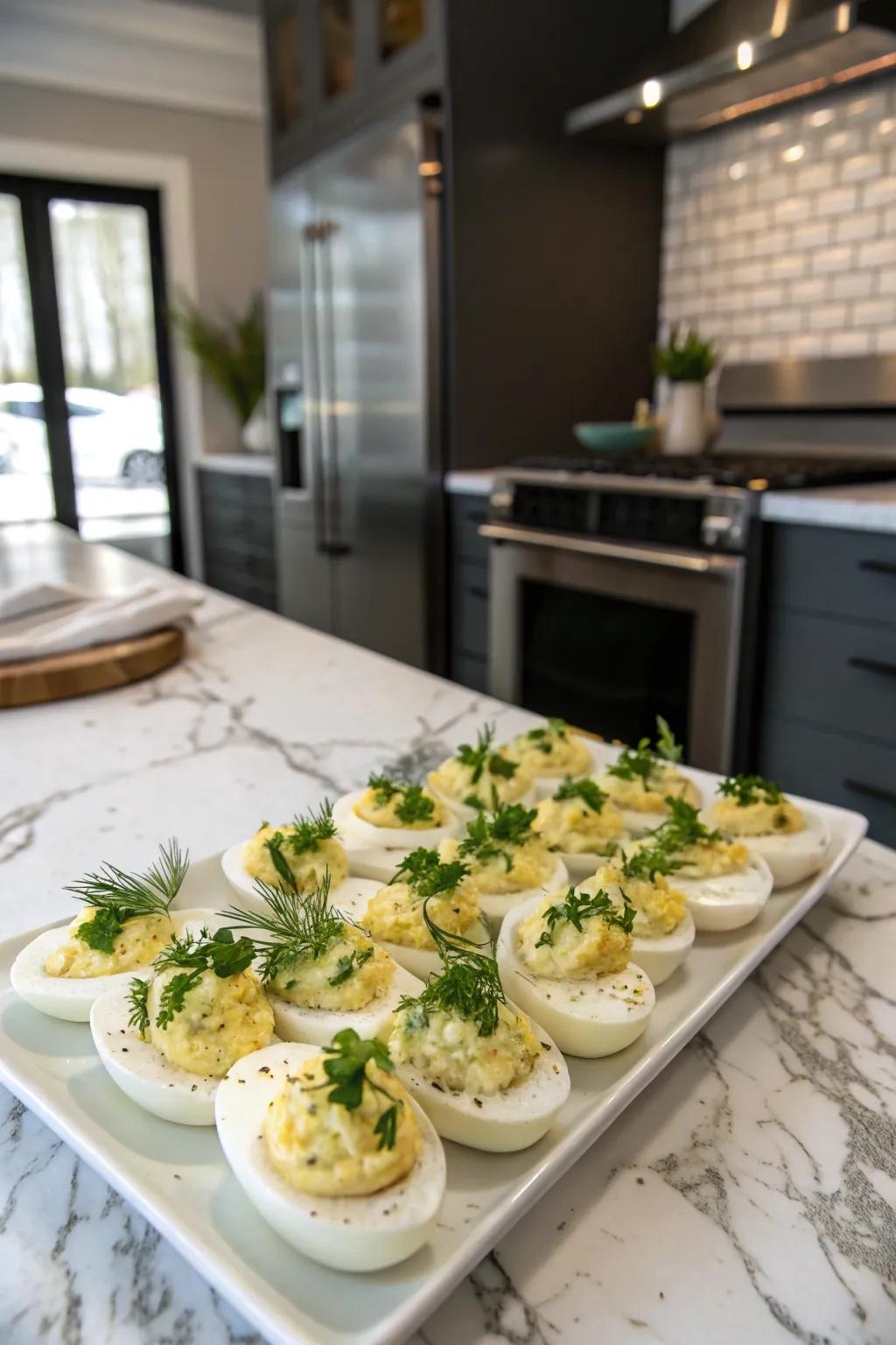 Herb-enhanced deviled eggs give a modern twist to a much-loved classic.