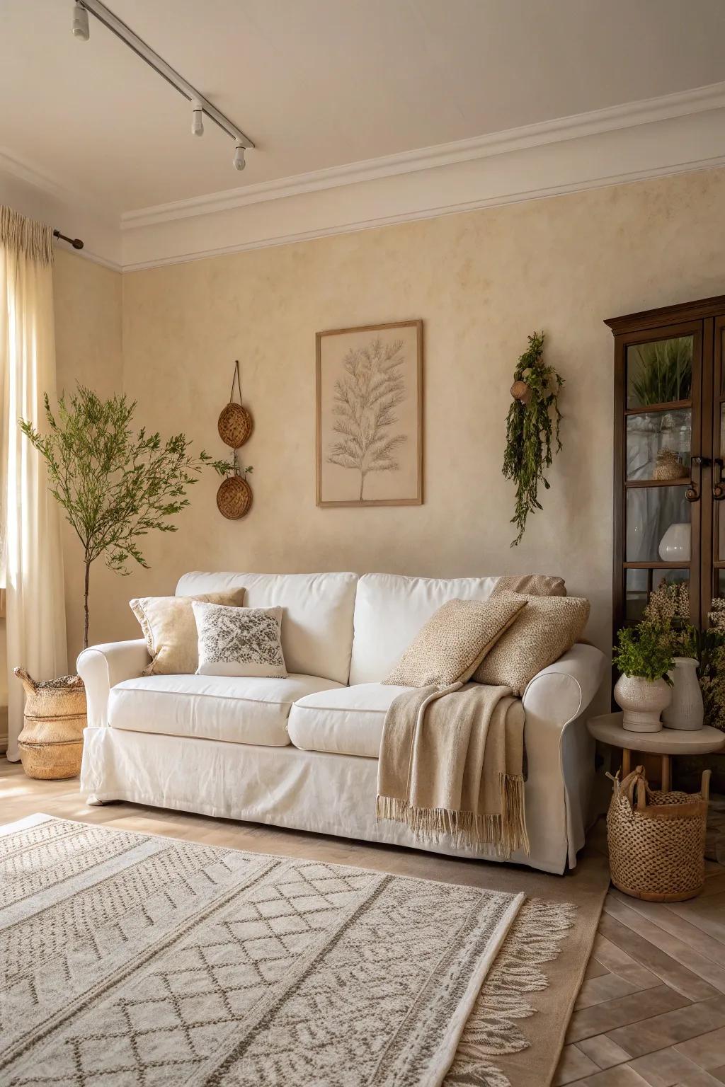 A serene living space showcasing a neutral color scheme.