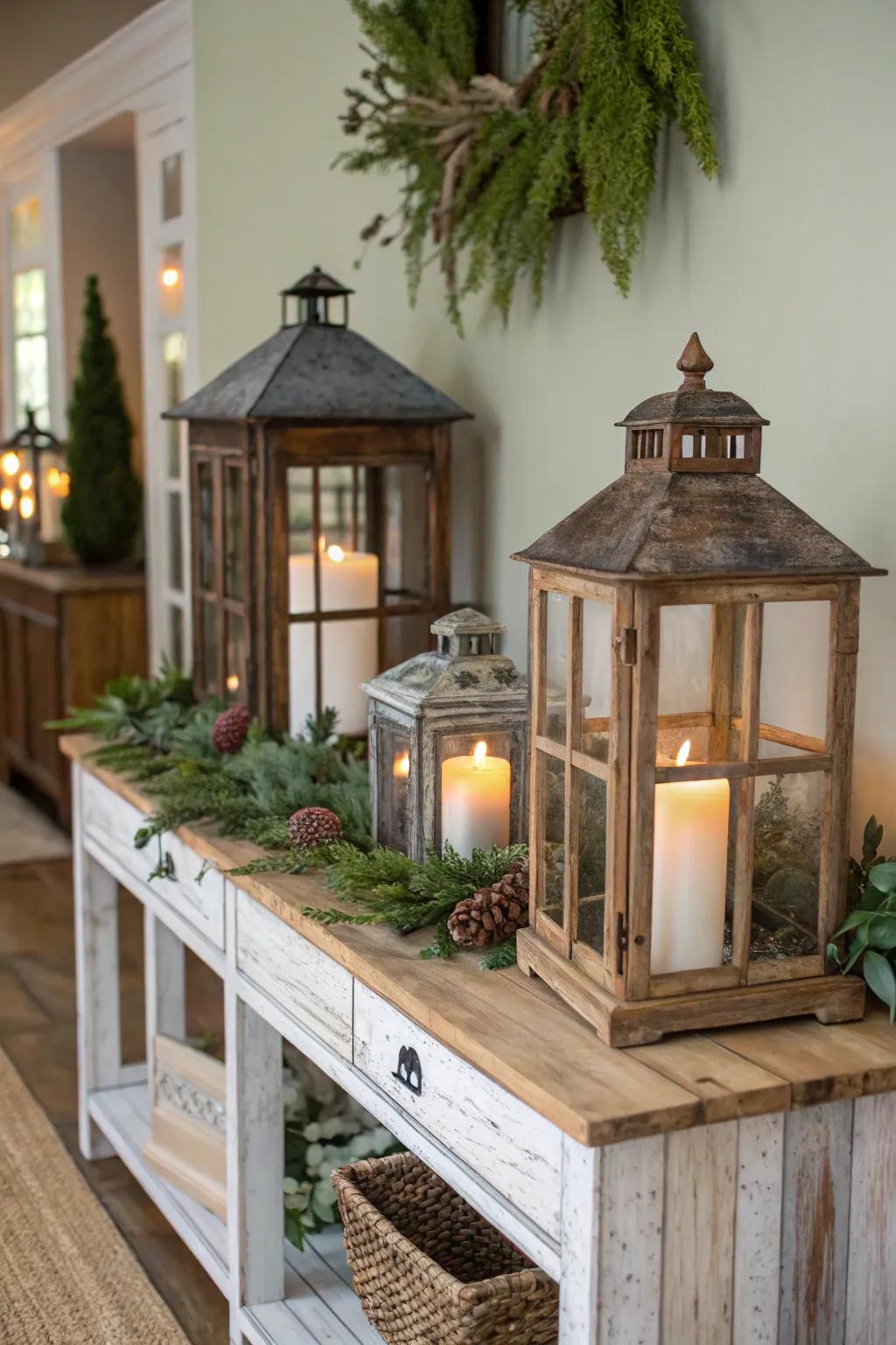Employ different lantern dimensions for a vibrant appearance.