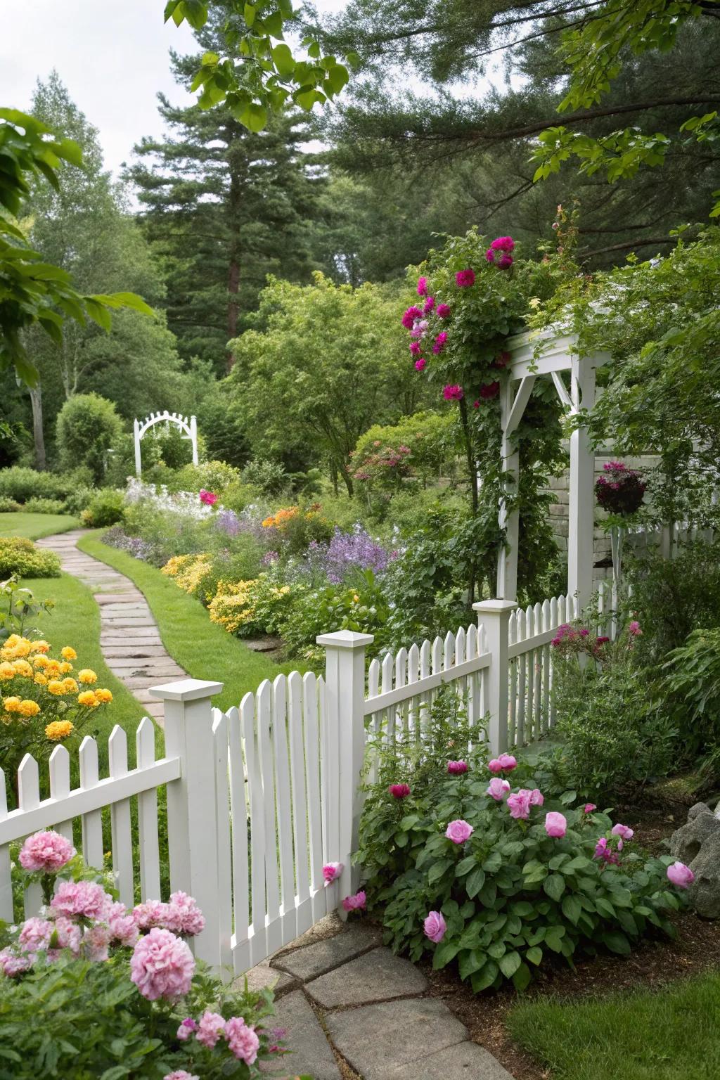 Everlasting ivory fences offer a classic beauty that complements all gardens.