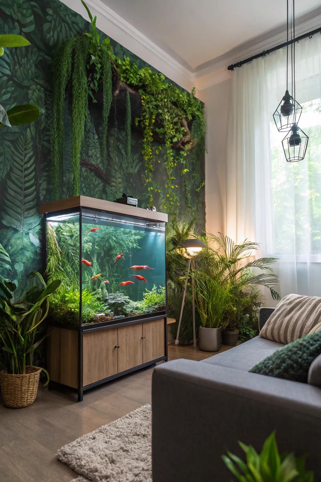 Transform your aquarium into a vibrant tropical jungle haven.