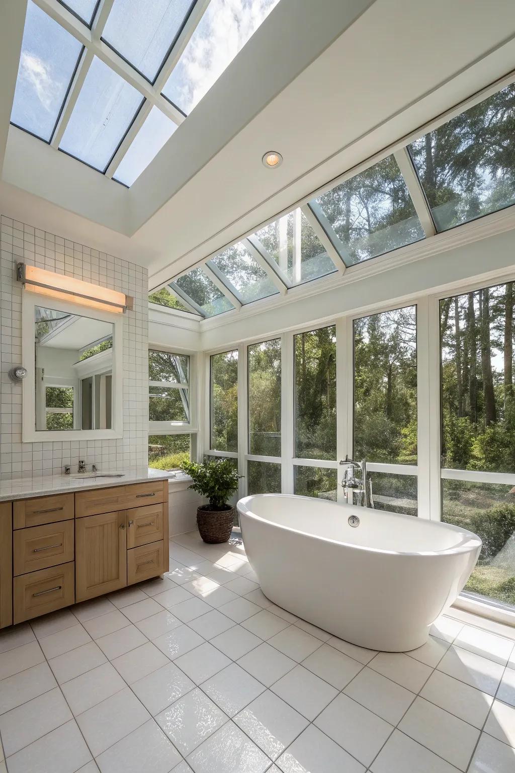 Sunlight pouring into a Florida bathroom yields a bright and appealing ambiance.