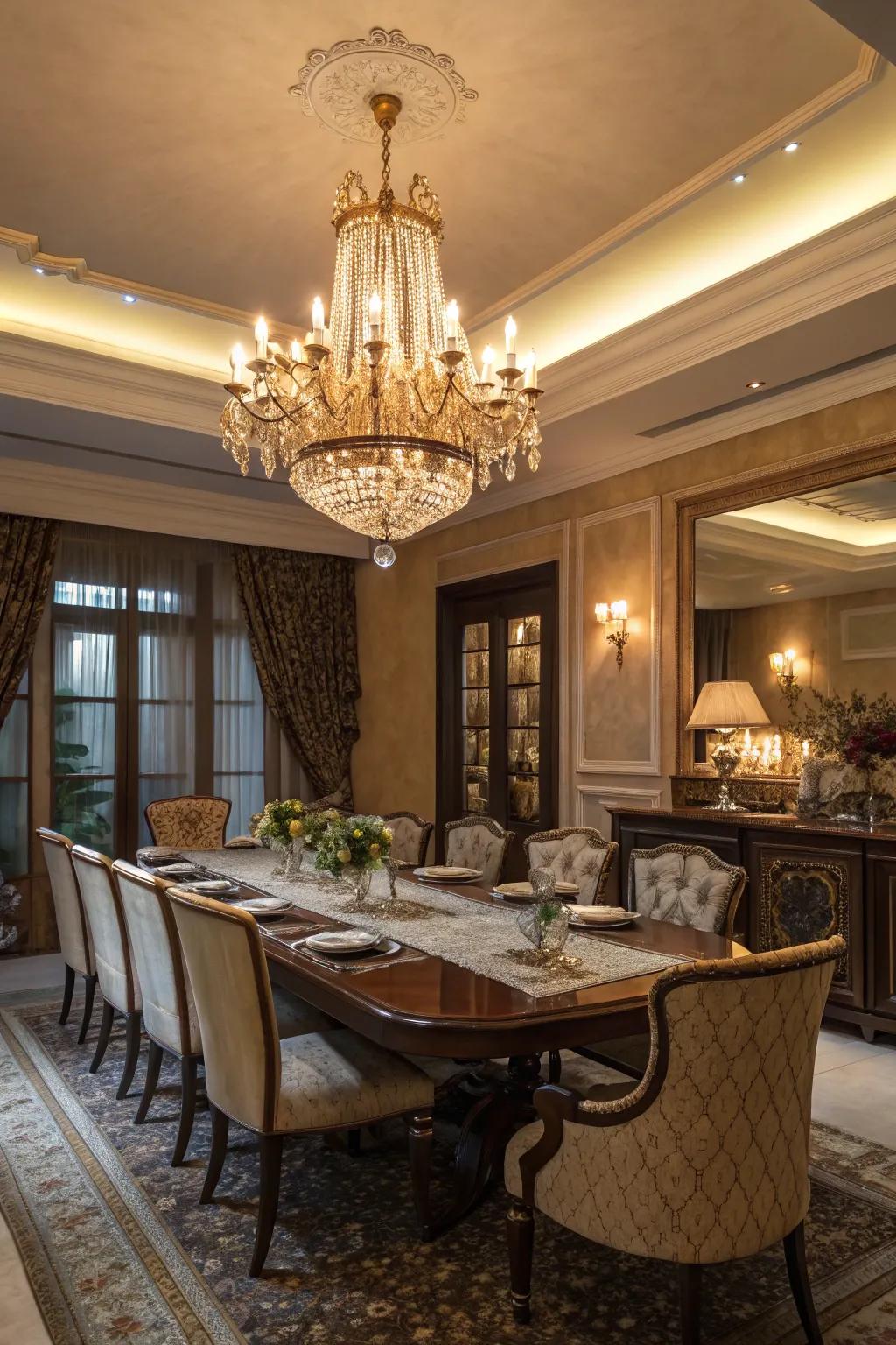 A grand center light adds style and light to your dining space.