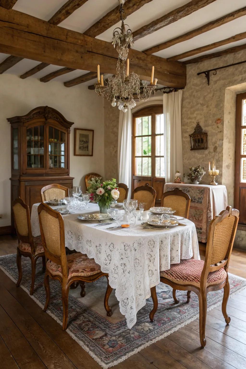 Repurposed furniture introduces a hint of history and panache to your dining space.