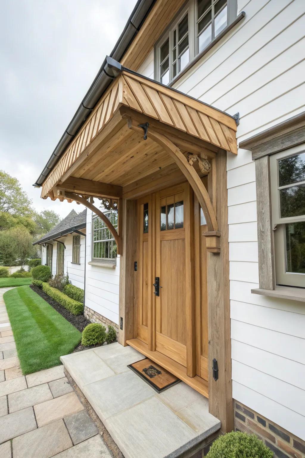 Wood-based overhangs bring classic grace.