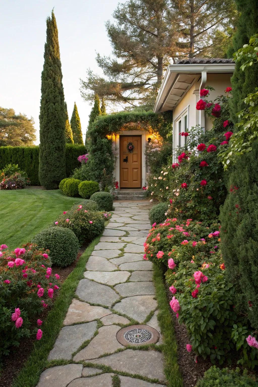 A stone pathway lends ageless grace to any entrance.