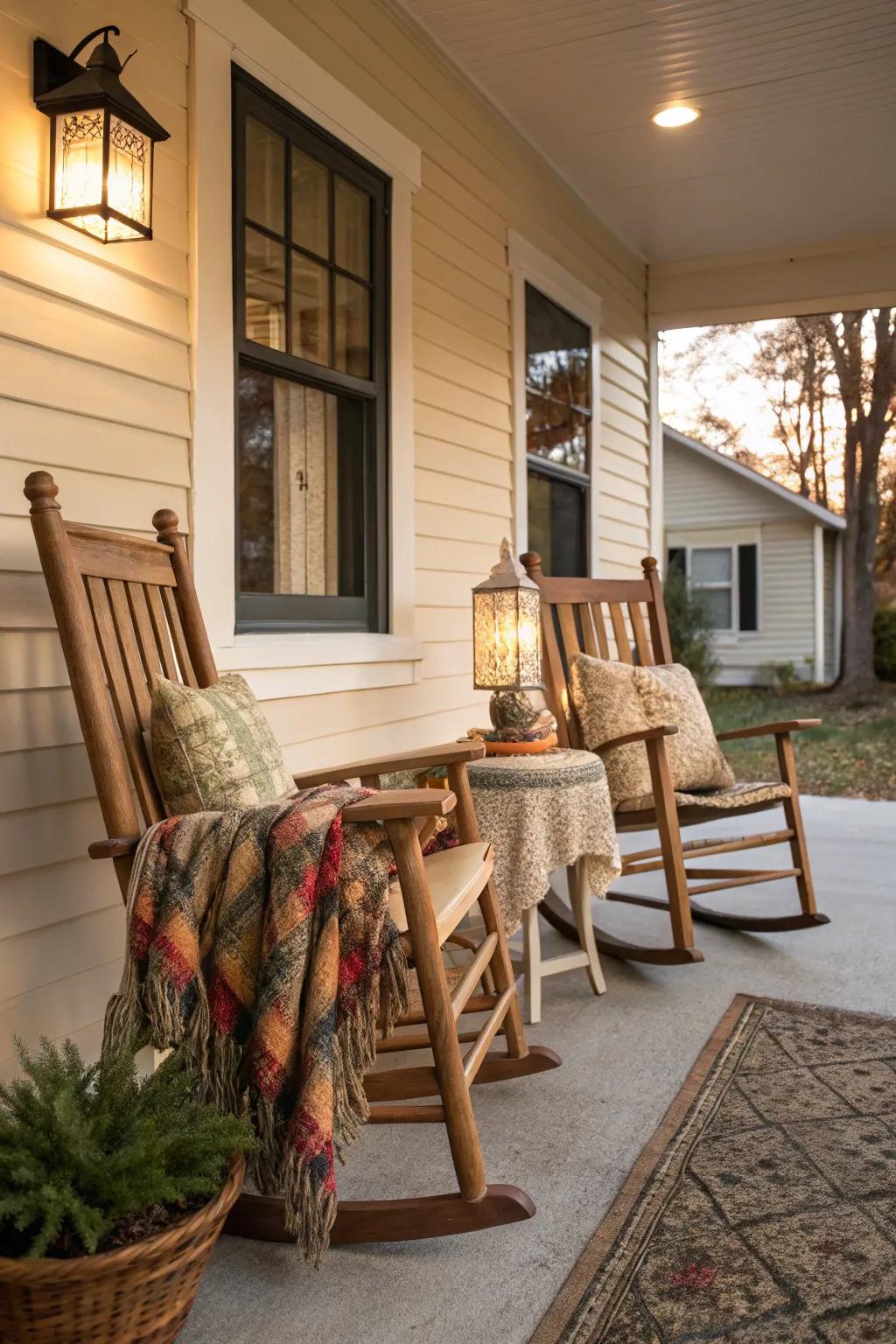 Rocking chairs bring a classic and inviting feel to any front porch.