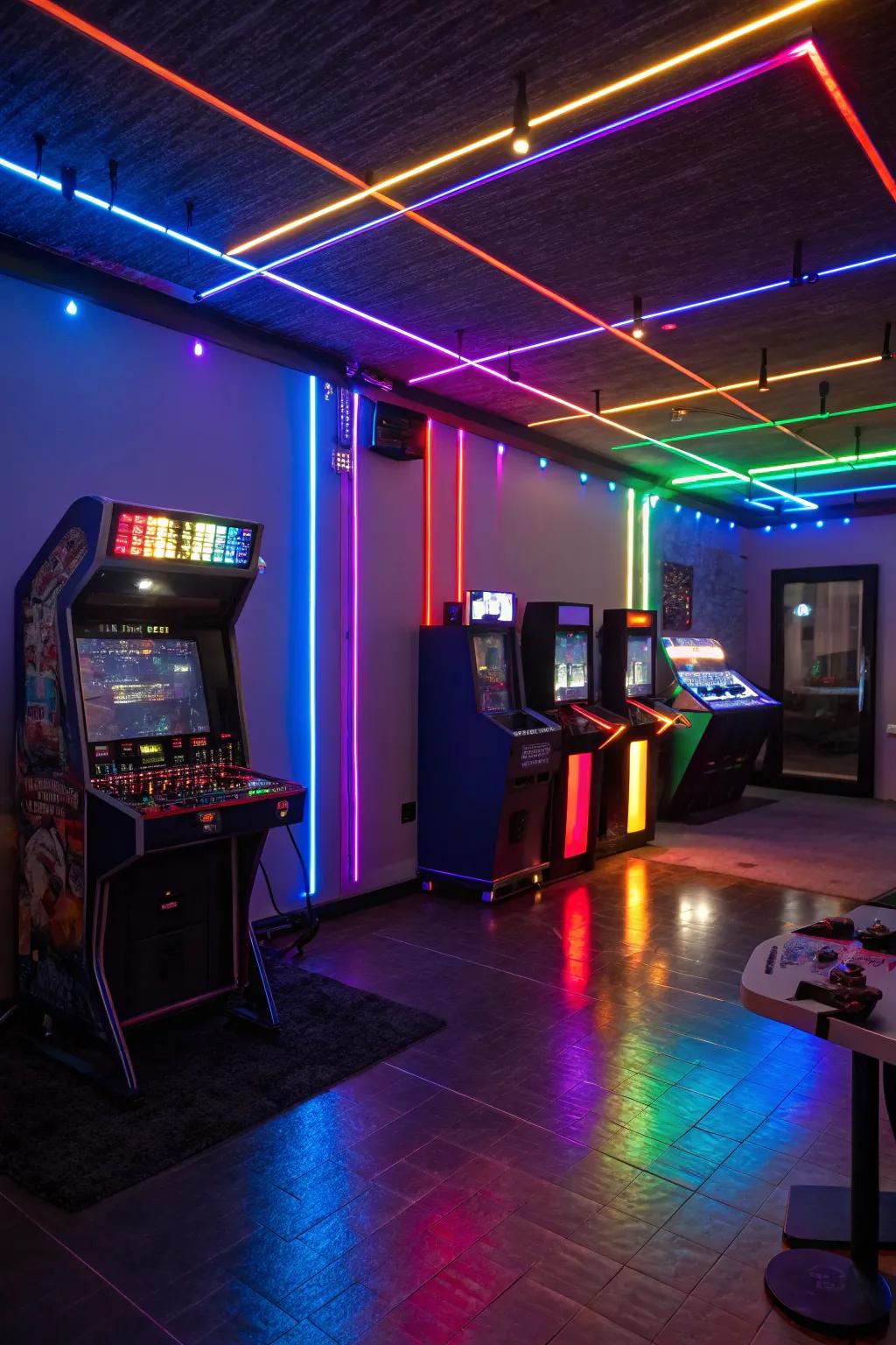 LED lights transform any room into a colorful gaming sanctuary.