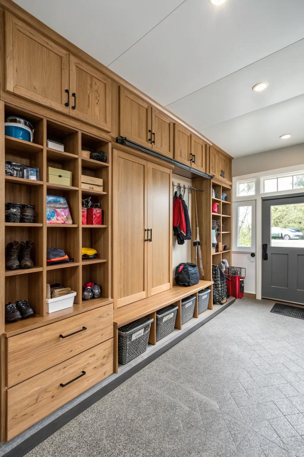 Optimize space utilization with integrated storage that conceals clutter and ensures every item has its designated spot.