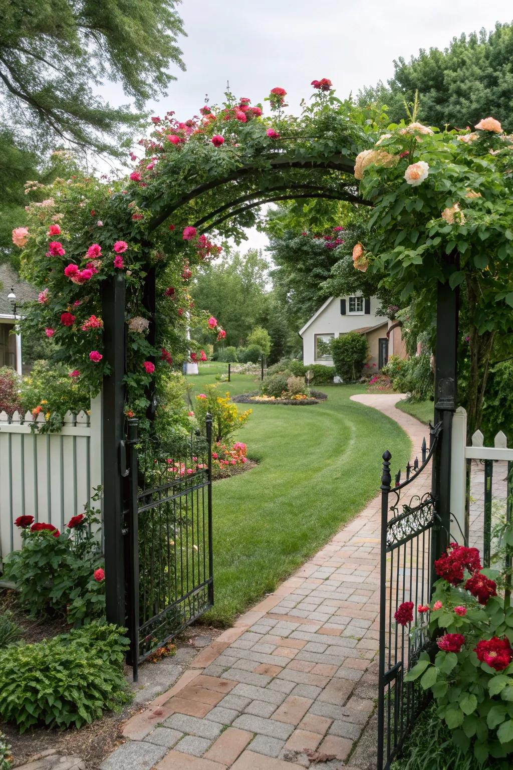 A gate turned into a botanical dreamscape.
