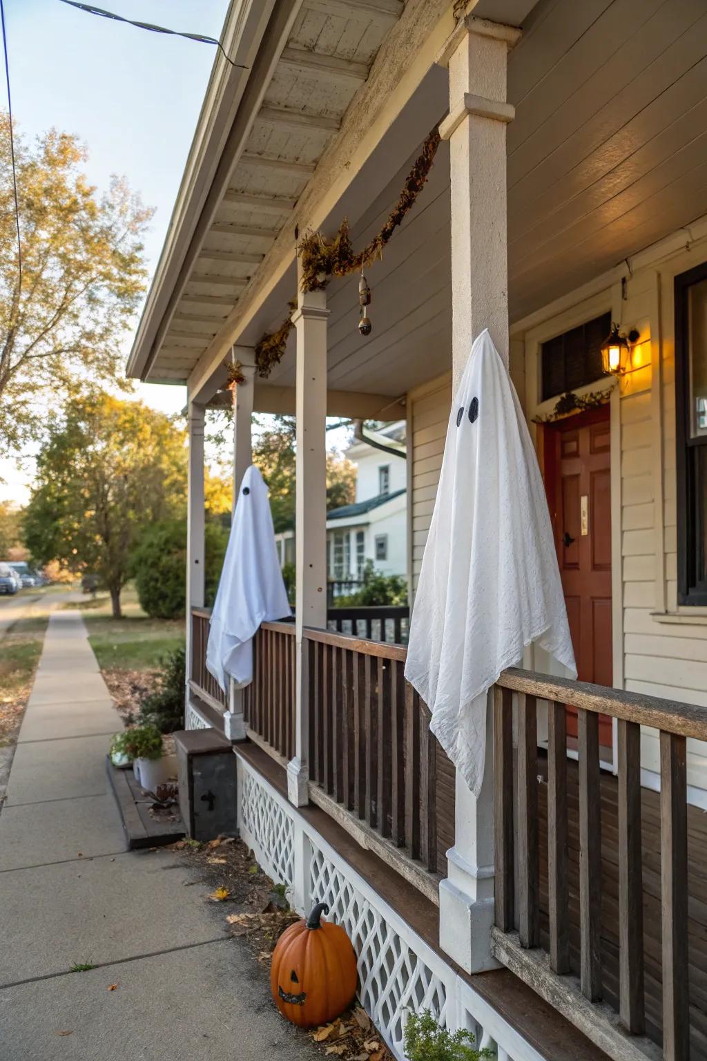 Classic sheet specters give any porch a nostalgic and spooky feel.