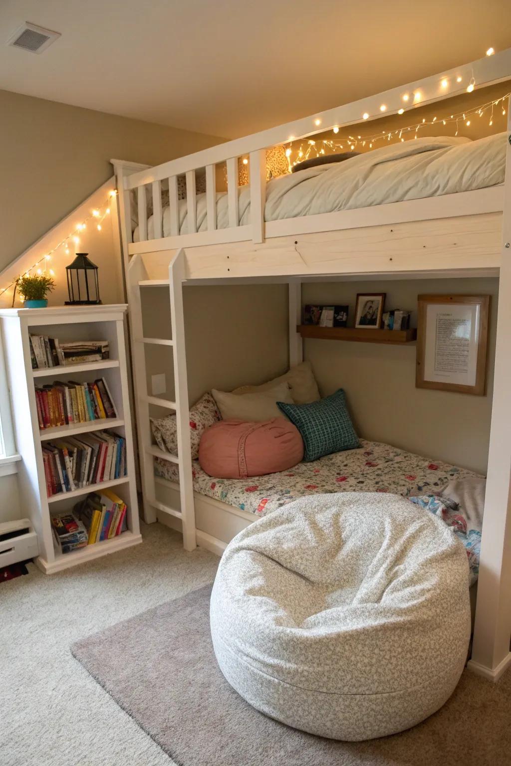 A welcoming reading corner elevates bedtime tales to a magical level.