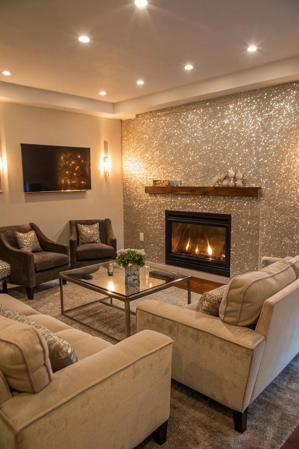 A <strong><em>glitter accent wall</em></strong> elevates the elegance of any living space.” loading=”lazy” class=”pimg”>
	</picture><figcaption>A <strong><em>glitter accent wall</em></strong> elevates the elegance of any living space.</figcaption></figure>
<p>Envision stepping into your living space and being welcomed by a <strong><em>glitter accent wall</em></strong> that beautifully reflects light. I recall assisting a client in revamping their simple wall into a stunning, shimmering focal point, which turned out absolutely magical.</p>
<h3>Possibly helpful picks:</h3>
<ul class=