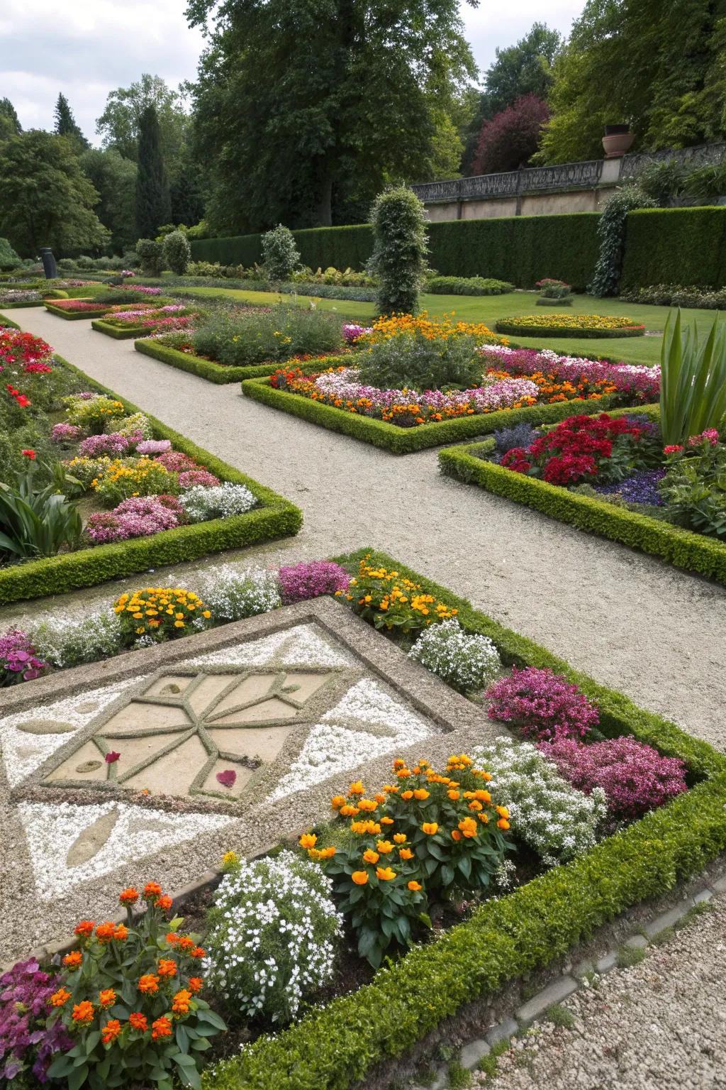 A stone garden bed showcasing compelling precise designs