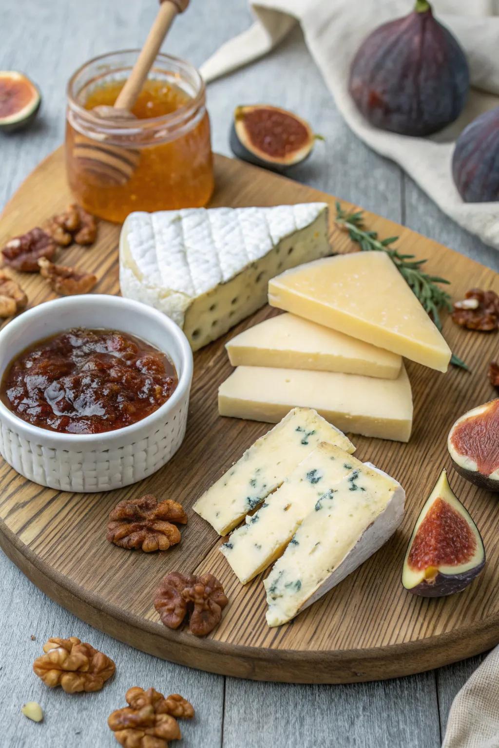 A cheese epicurean's gratification showcasing diverse consistencies and bouquets.