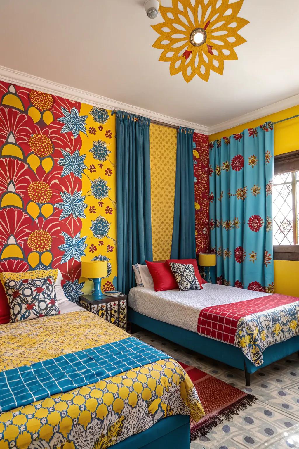 Bright colors and patterns make the area welcoming and energetic.