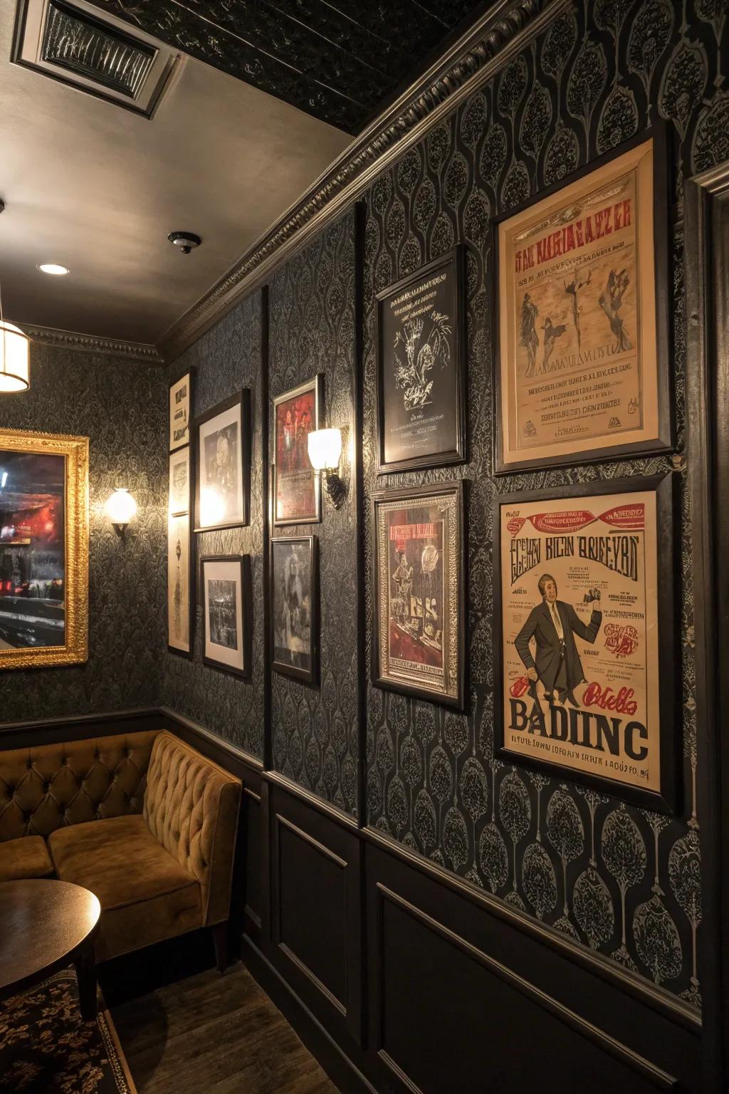 Walls in dark shades offer an ideal backdrop for your grunge-inspired style.