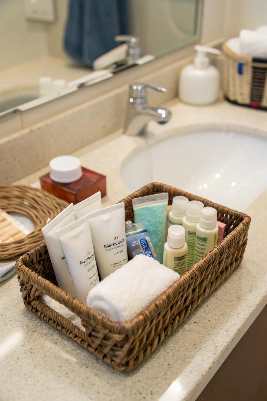 A convenient personal care set for visitors, ensuring they possess every crucial item.