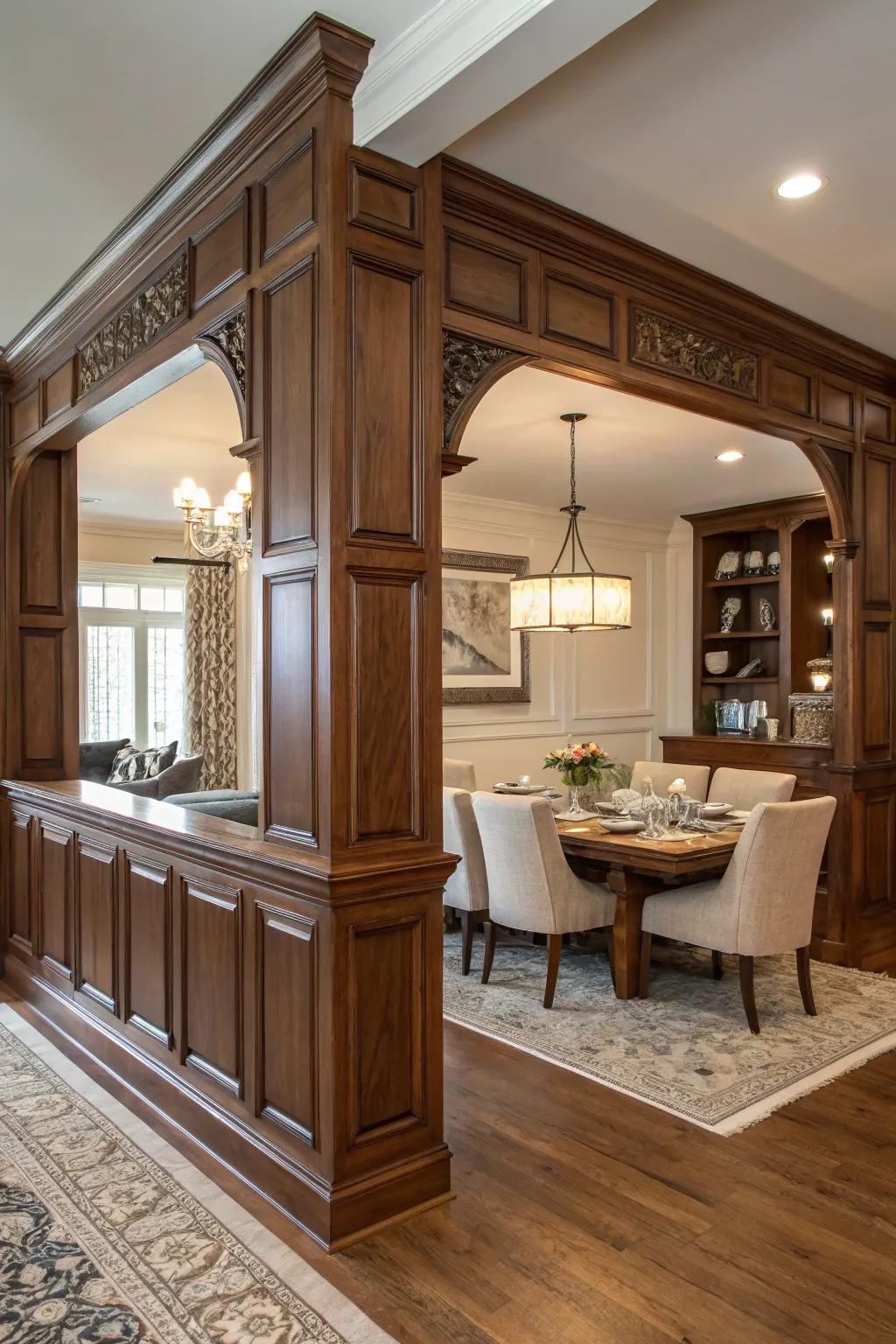 Sophisticated Craftsmanship: Revamp your area with an elegant partial wall.