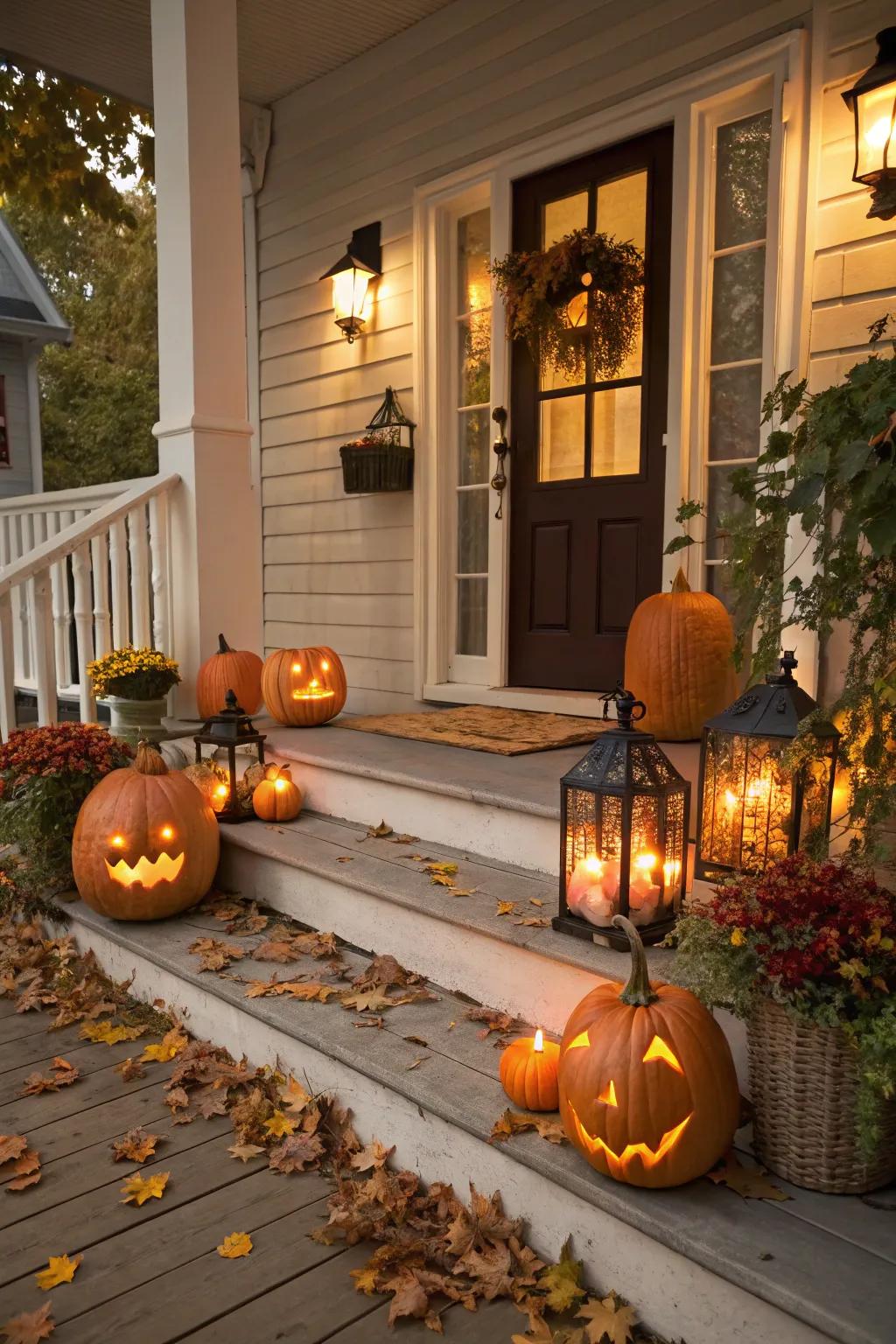 Extend a warm greeting with a pumpkin showcase.