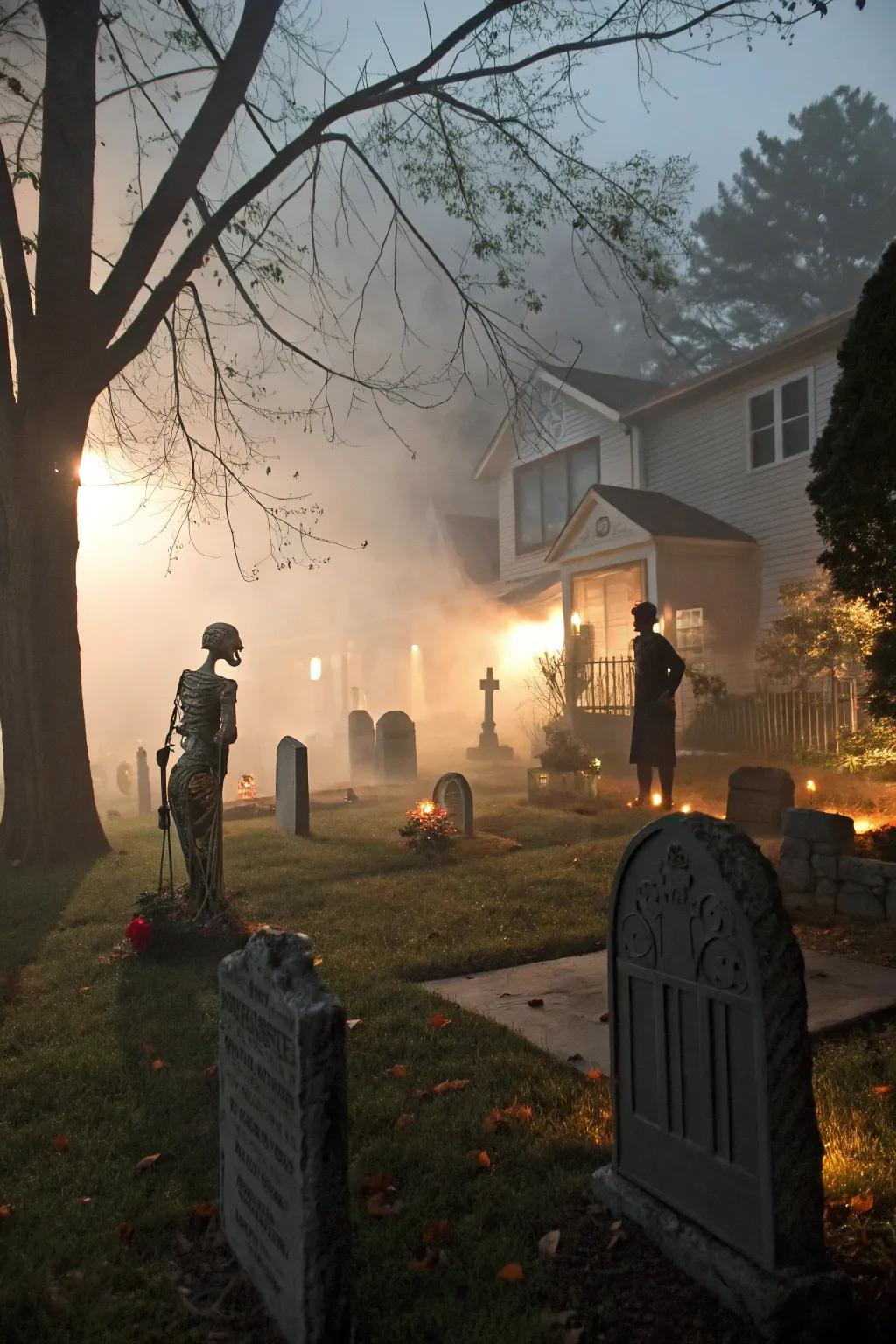 Transform your yard into a spine-tingling graveyard with tombstones and skeletons.