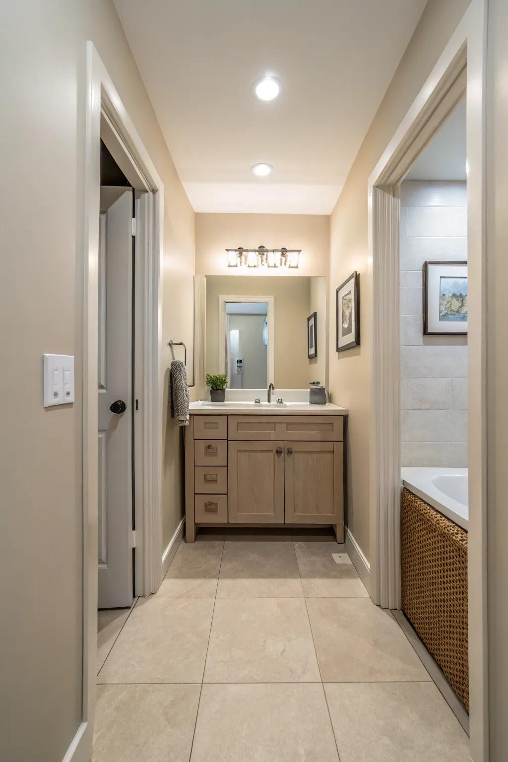 Neutral shades can make small rooms feel bigger and more peaceful.