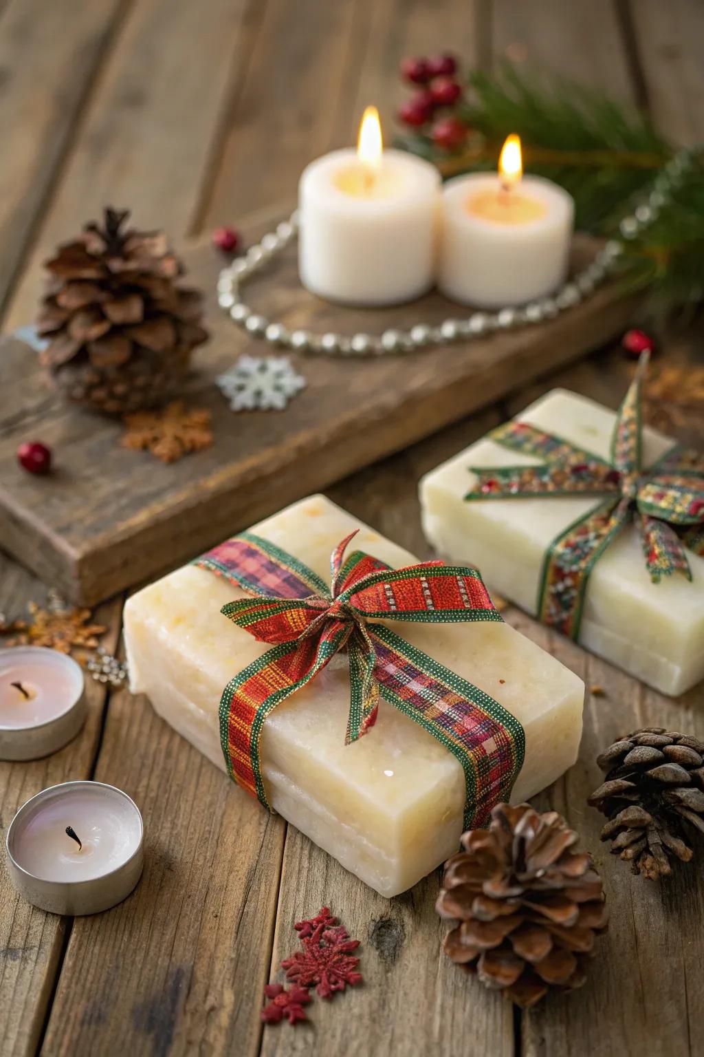 Soap artistically enclosed utilizing celebratory bands