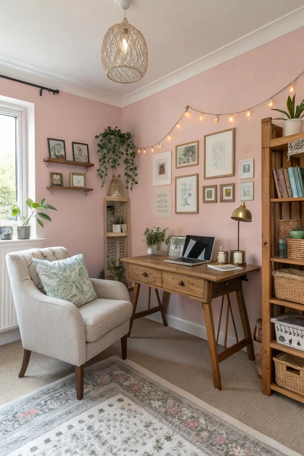 Find serenity with a home office palette inspired by pastels.