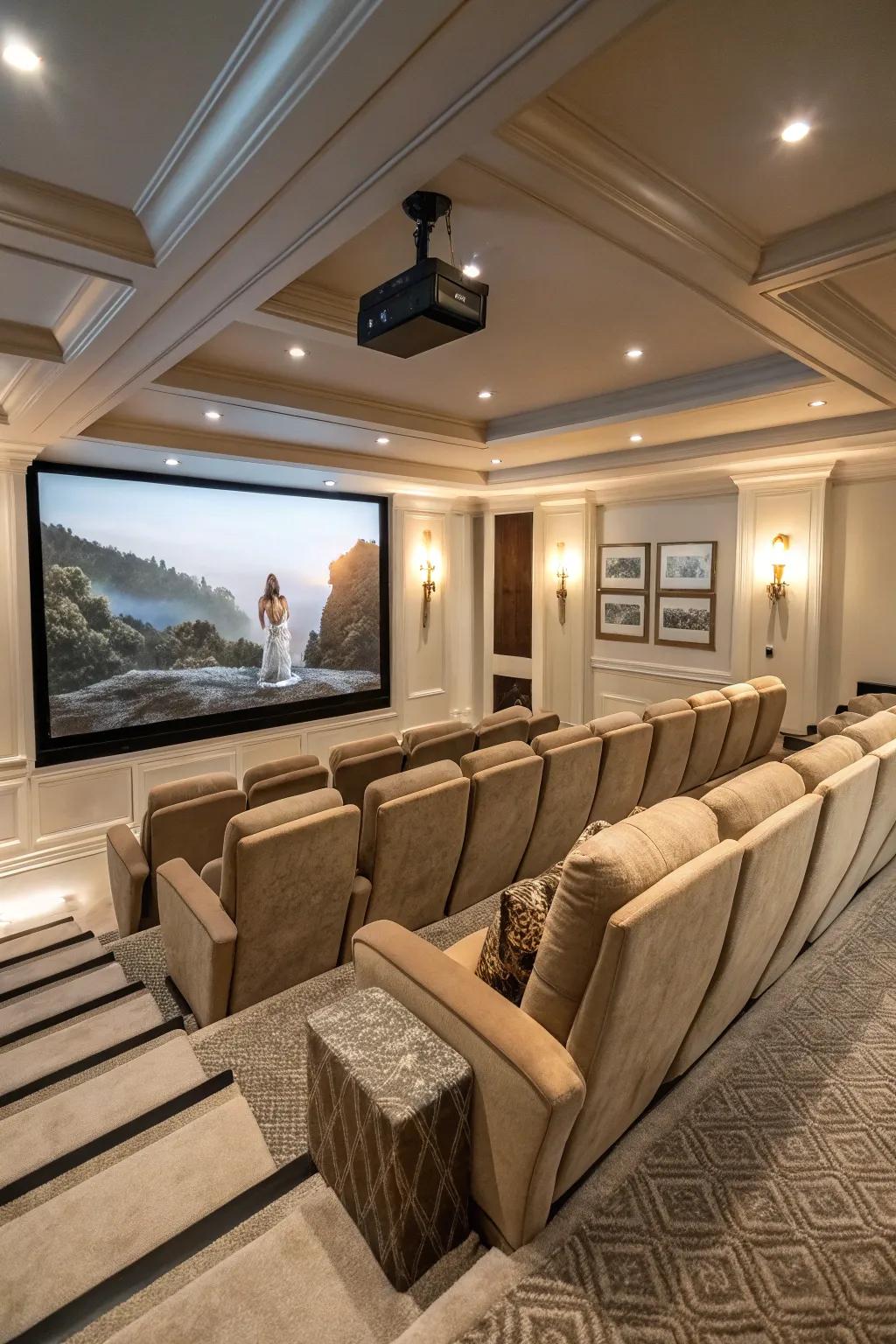 Raised seating ensures everyone has the premier view in the home.