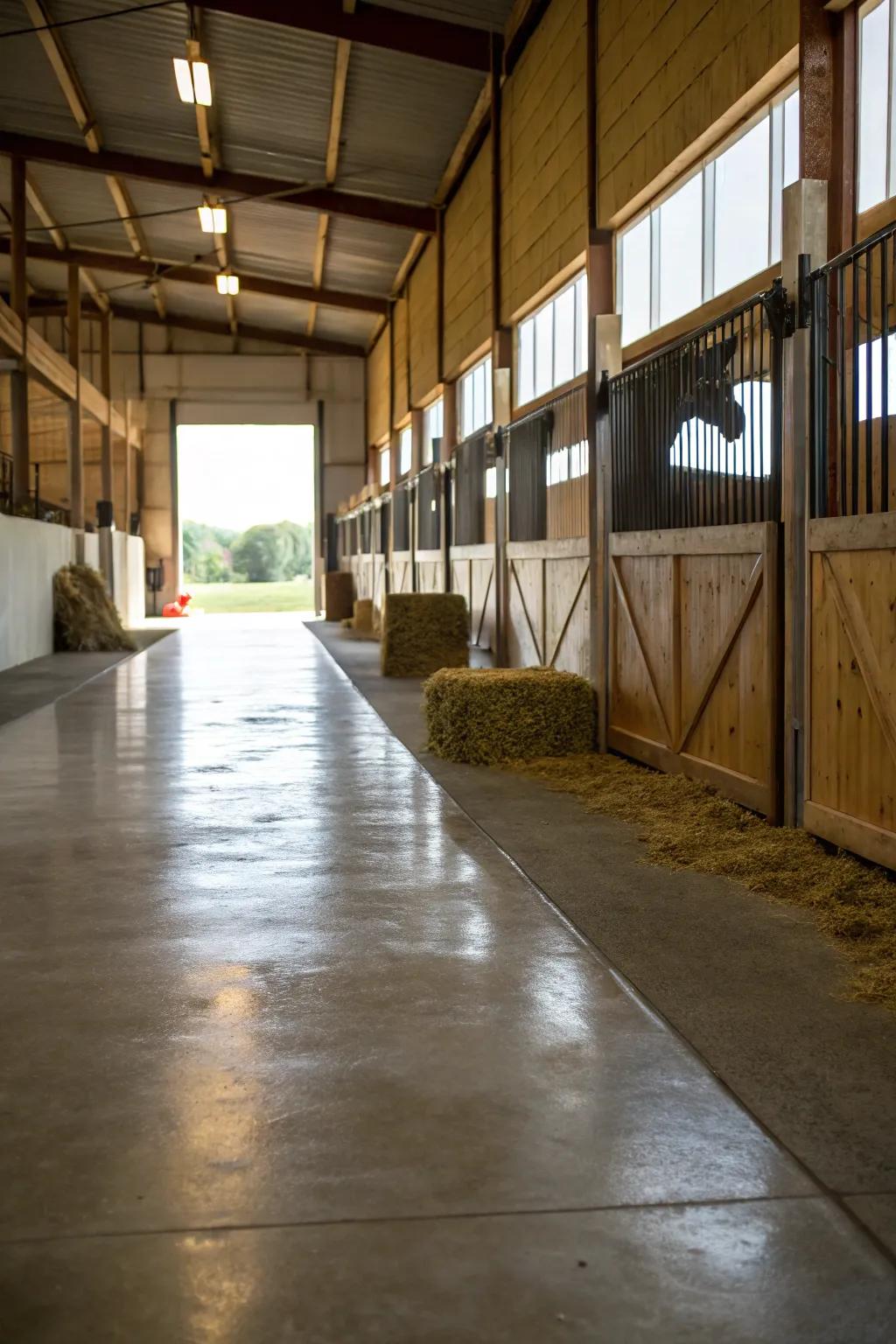 Concrete bases offer a refined and sturdy choice for barn routes, esteemed for its endurance.