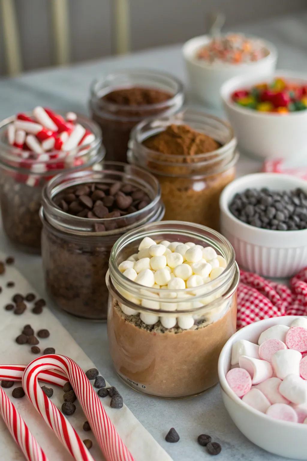 A selection of toppings to tailor your hot chocolate.