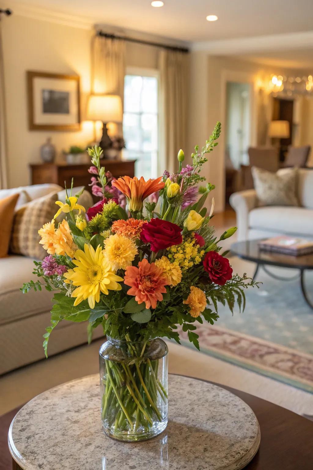Brilliant floral displays breathe vitality and hue into any area.