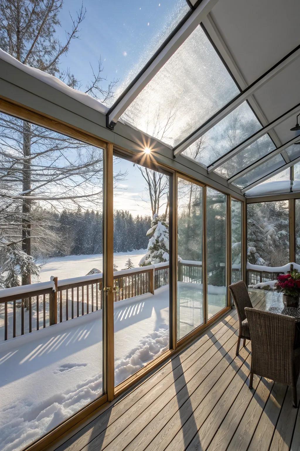Take pleasure in the warmth of a sunny day during the winter season with see-through covers.