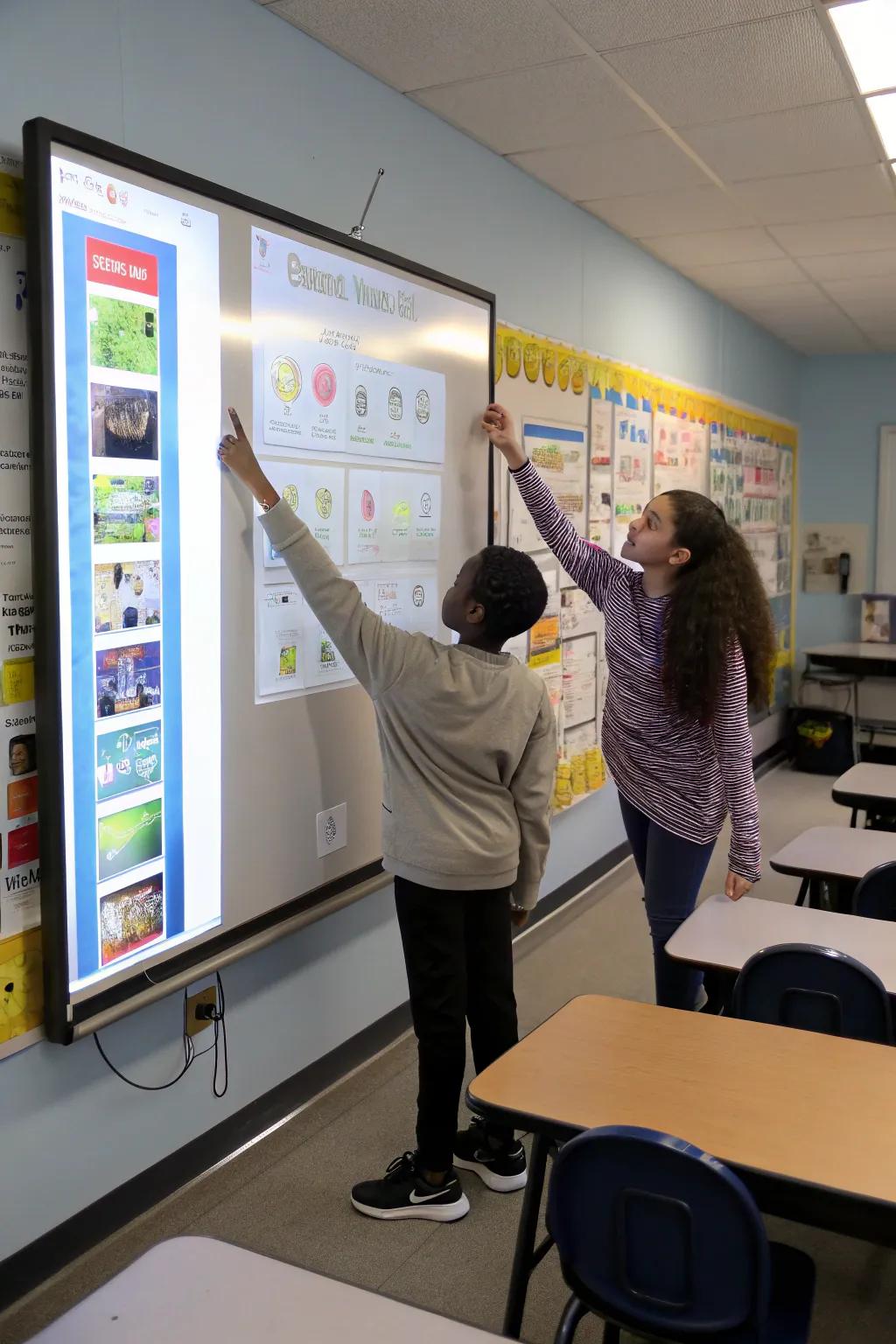 The board's engaging components foster student participation and inquiry.