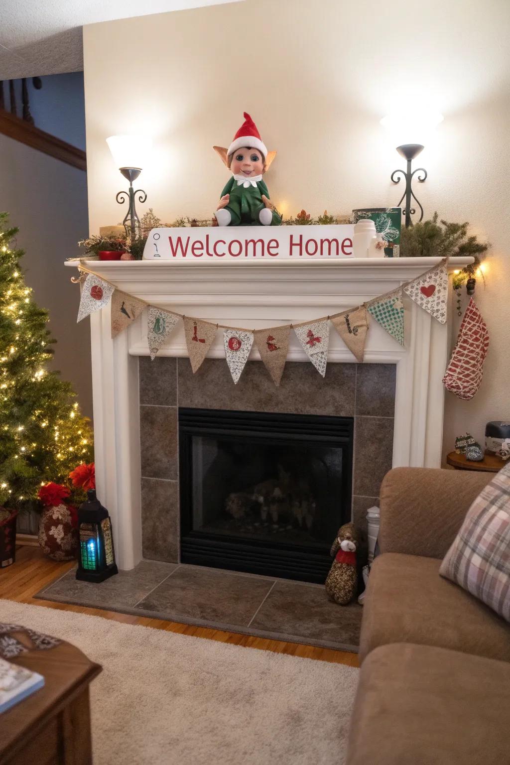 A comforting setting featuring a 'welcome home' streamer for the returning sprite.