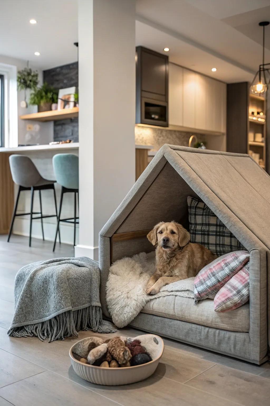 A soft dog bed spot that's perfect for unwinding.