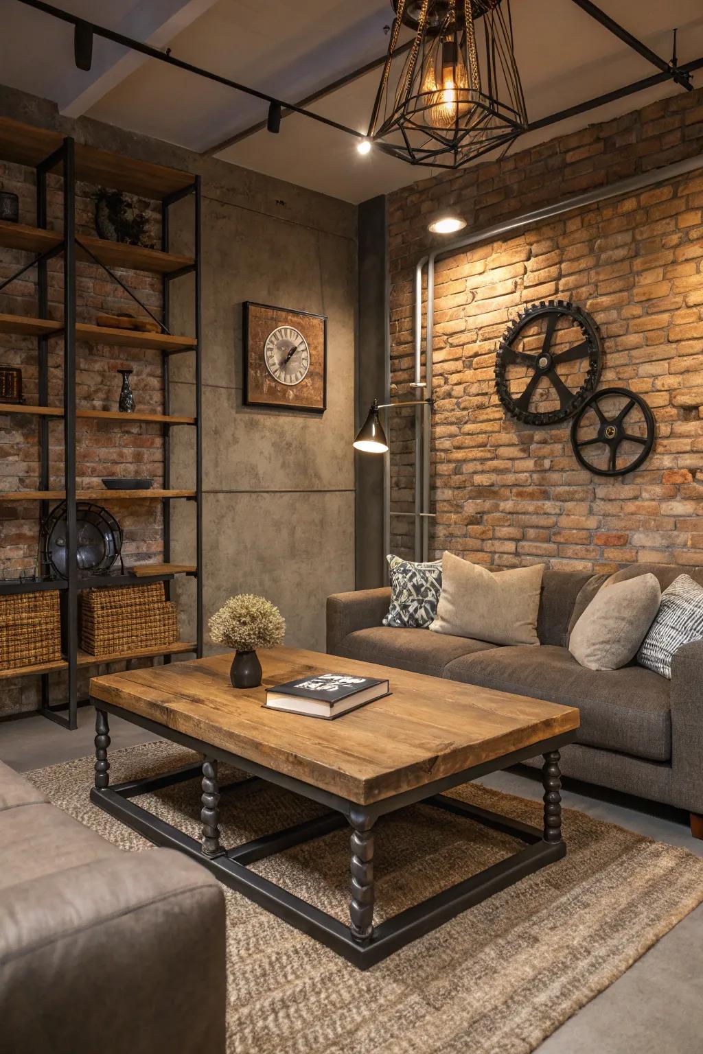 The charm of exposed brick beautifully complemented by sleek metal details to highlight an industrial edge.