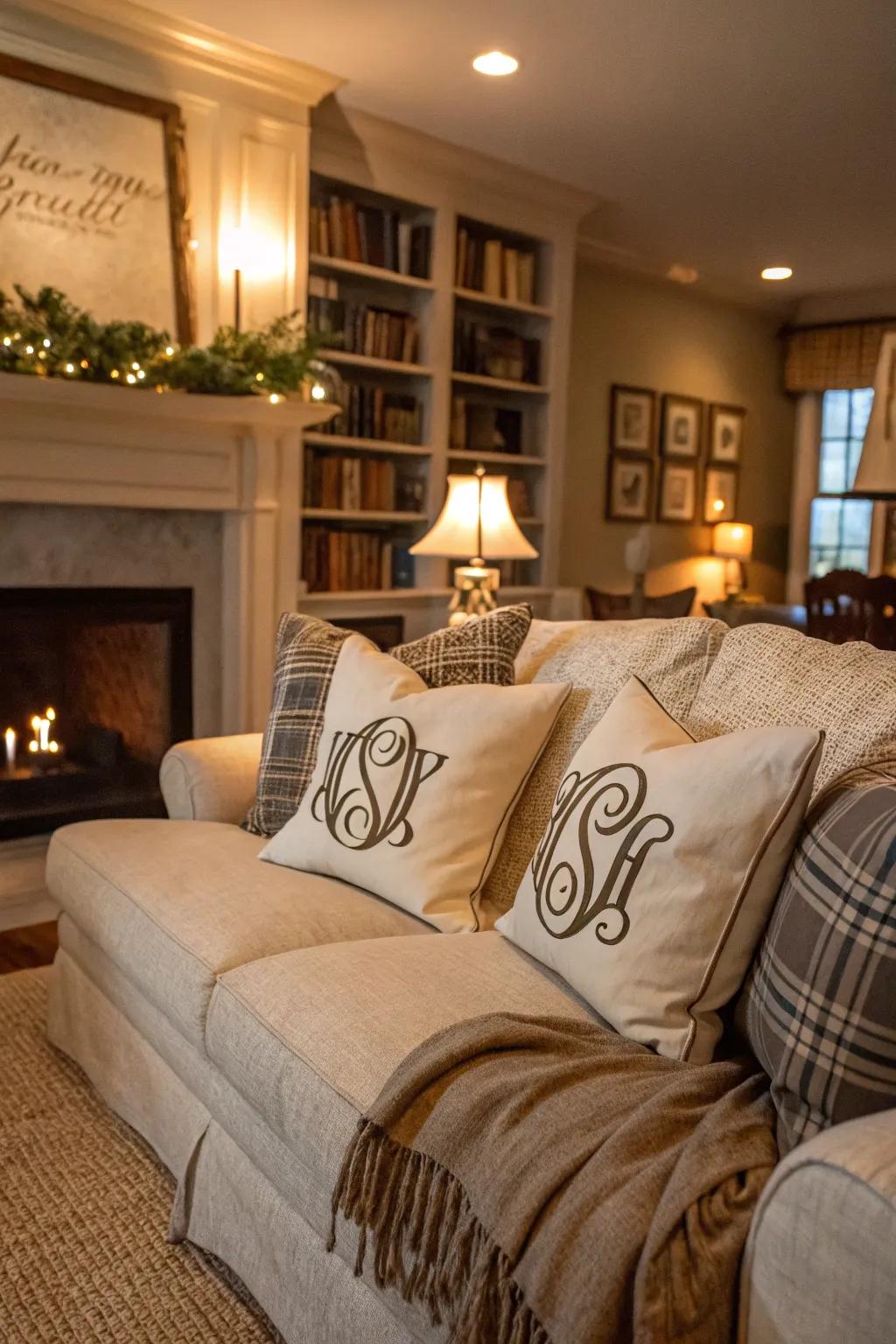Infuse your space with uniquely refined monogram cushions.