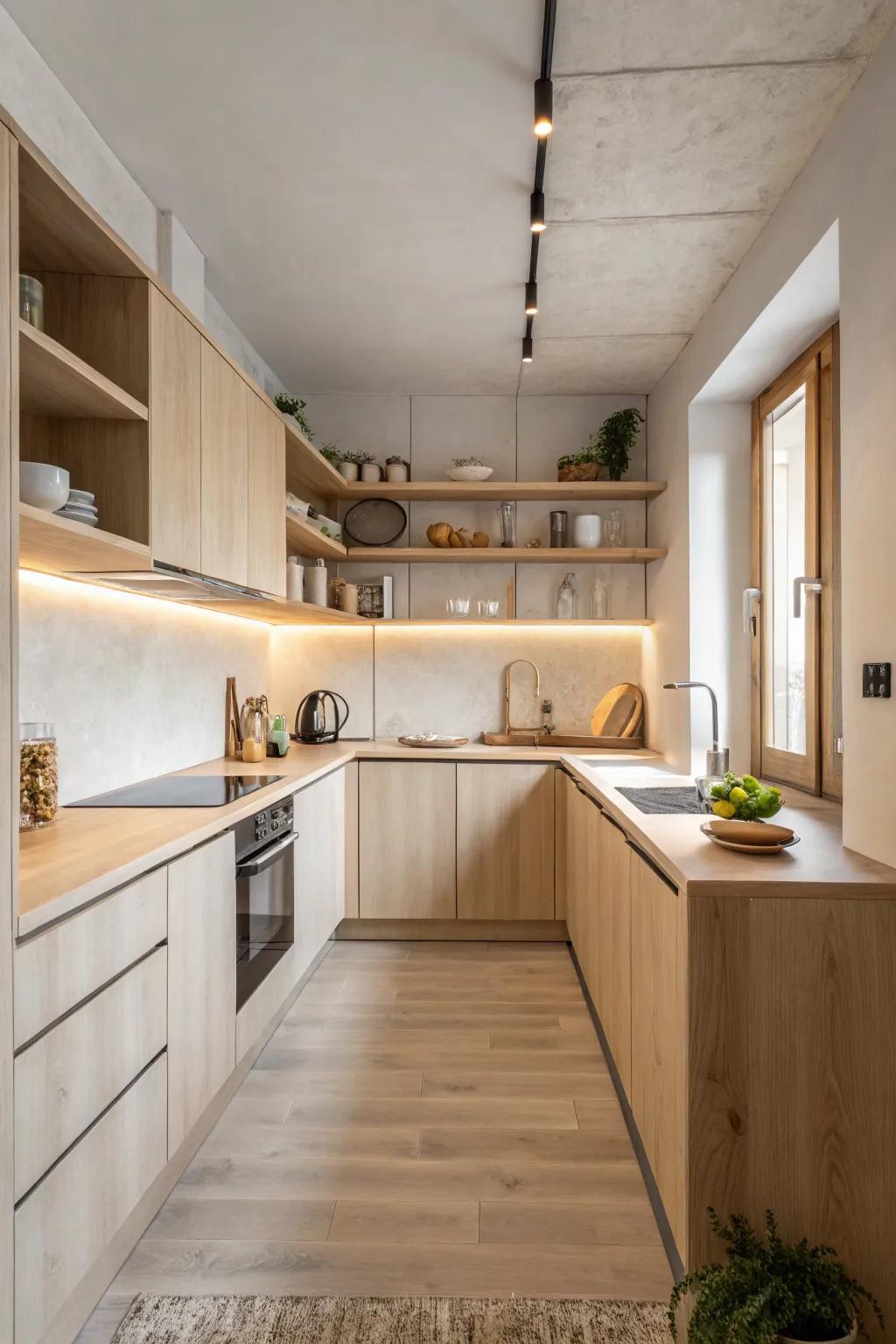 Uncluttered simplicity enhances the peaceful vibe of a Japandi kitchen.