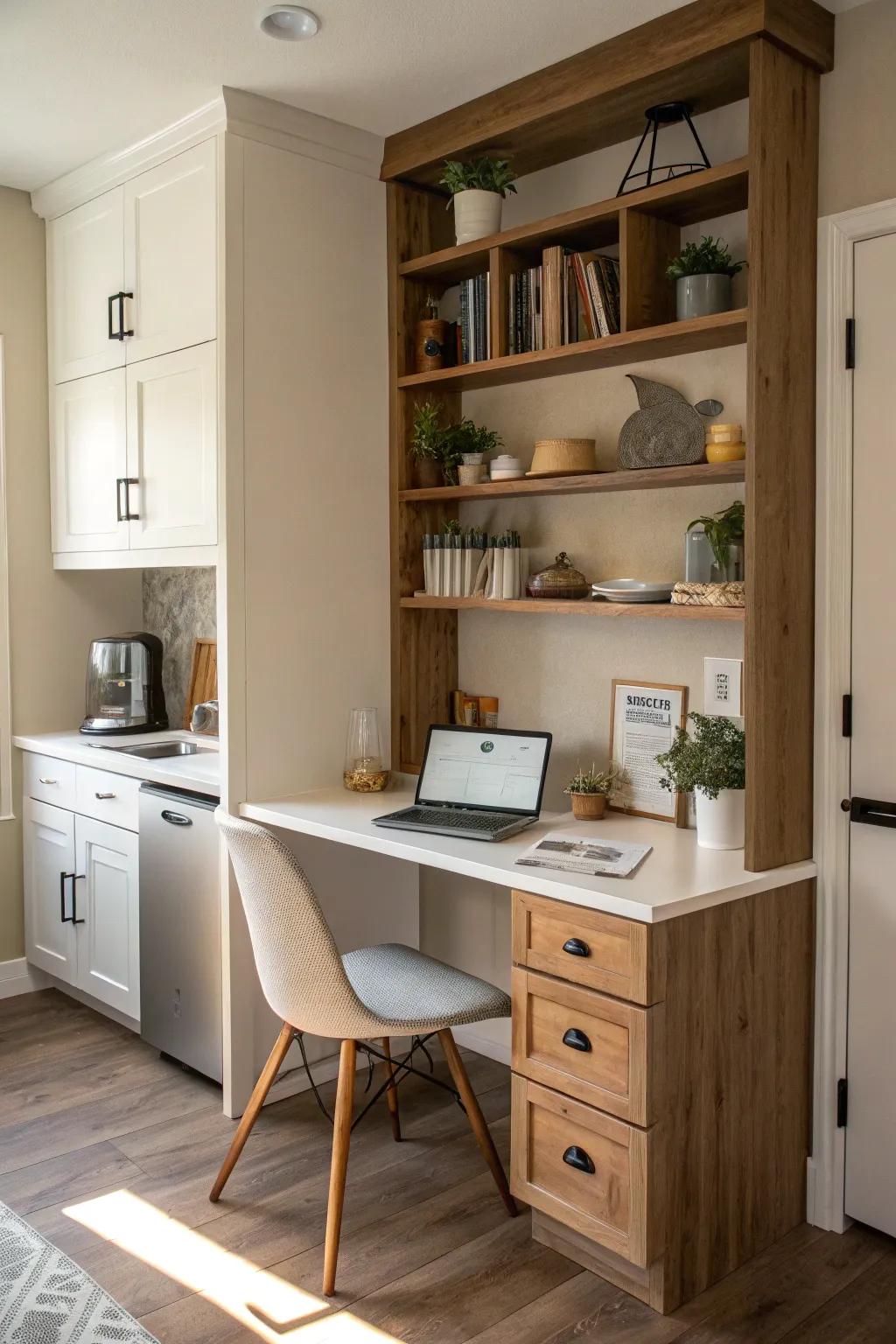 A welcoming corner command center in the kitchen.