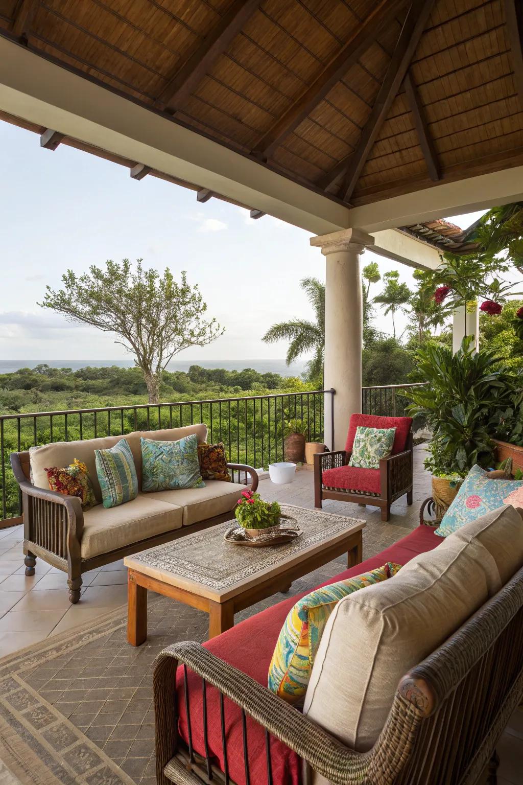 A cozy seating area on the lanai, ideal for relaxation.