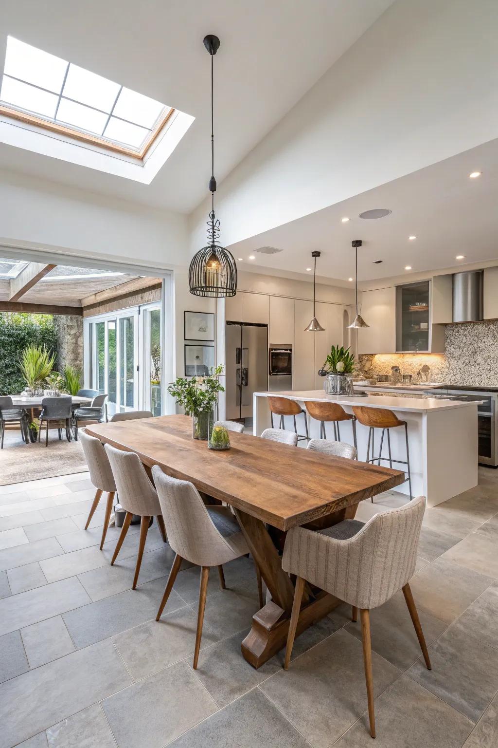 An open-style kitchen and dining area that encourages interaction and connection.