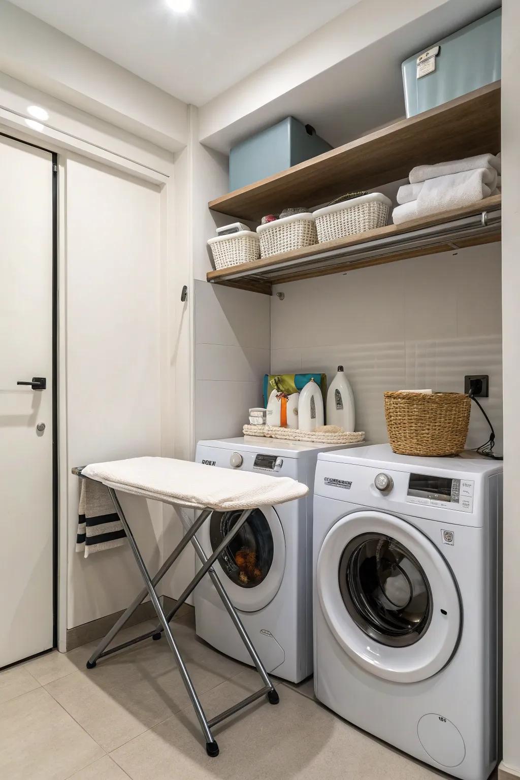 A space-conscious folding surface above the appliances.