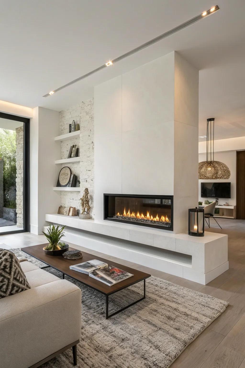 Realize a consistent aesthetic through an integrated flush-mounted long heater.