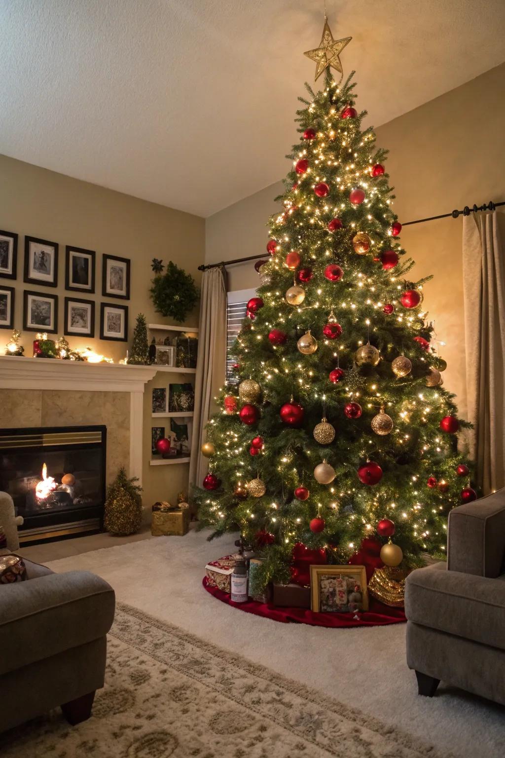 An eye-catching holiday tree can easily turn your living room into a festive escape.