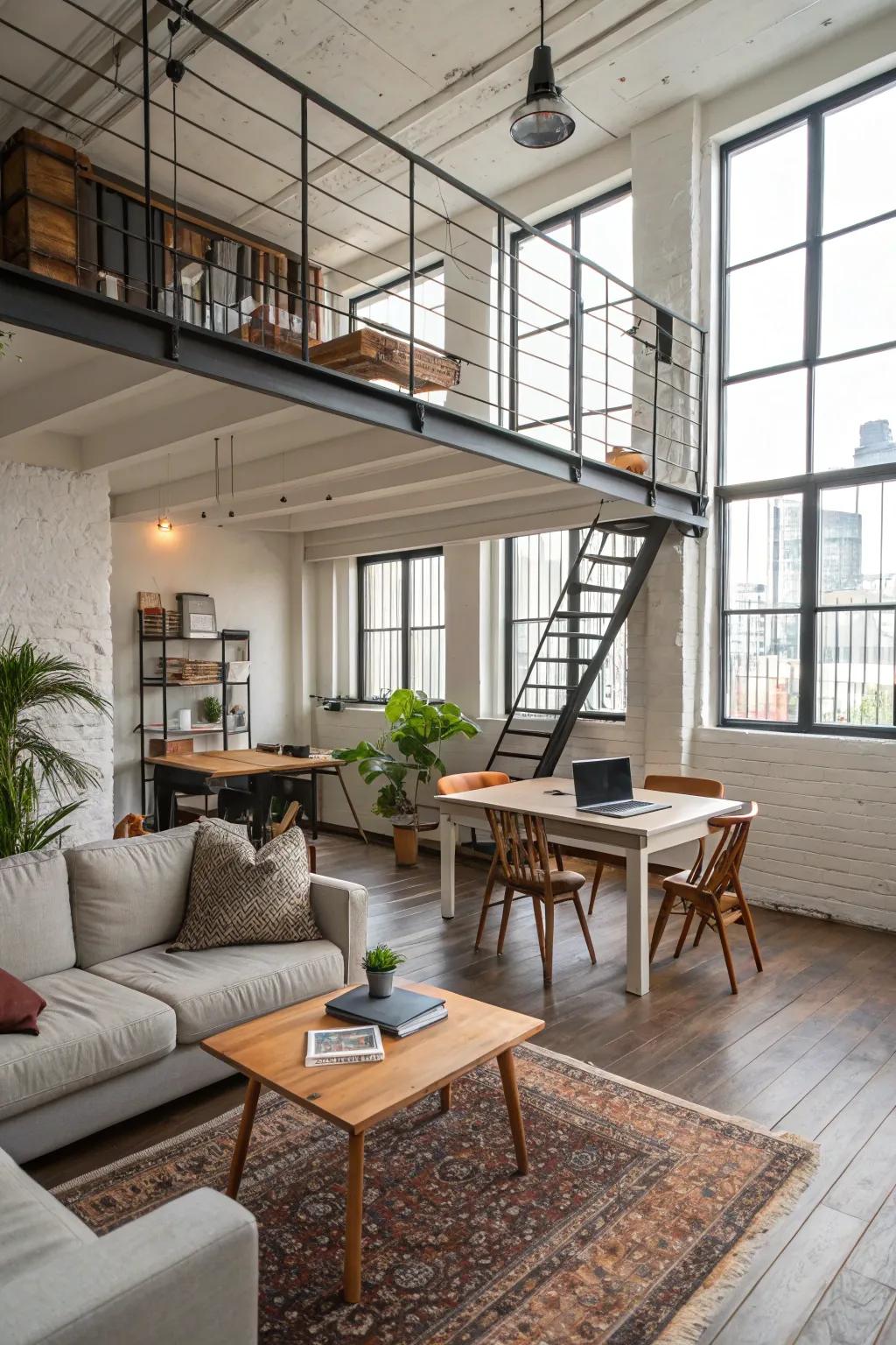 Maintain the open ambiance by defining areas with furniture.